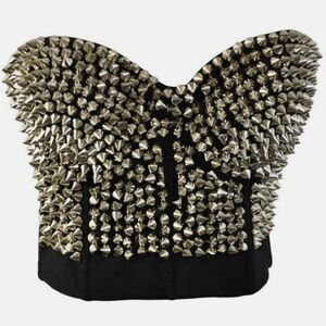 NWOT strapless spike studded silver rivets rock style club party top bra sz Lg